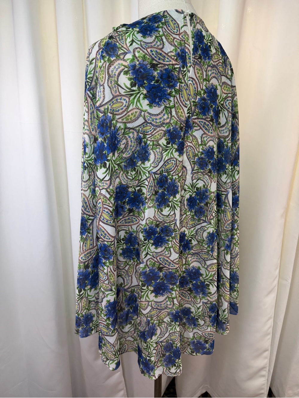 NWT Badgley Mischka Women’s Sleeveless Blouse w/ Capelet in Blue Floral Multi XS - Picture 10 of 16